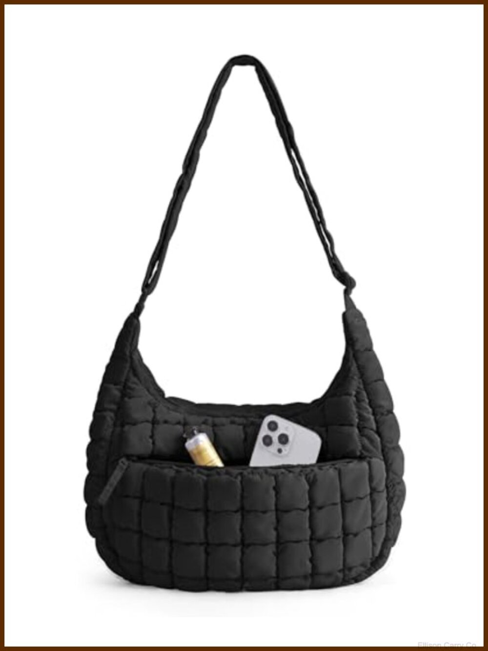 Quilted Crossbody Hobo Bag Adjustable Strap Water-Resistant Travel Purse